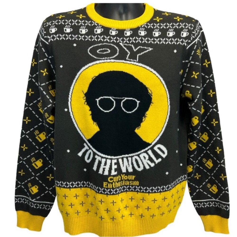 Curb Your Enthusiasm Ugly Christmas Sweater Jewish Hanukkah Larry David Oy Vey M